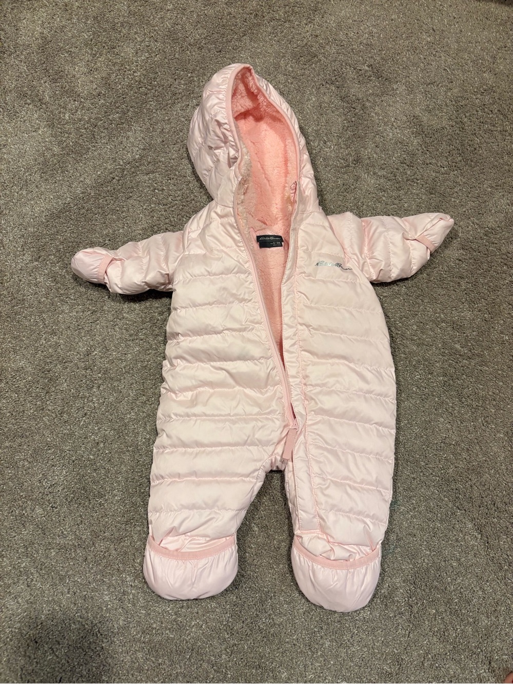 0-3m Pink Hooded Snowsuit One-Piece